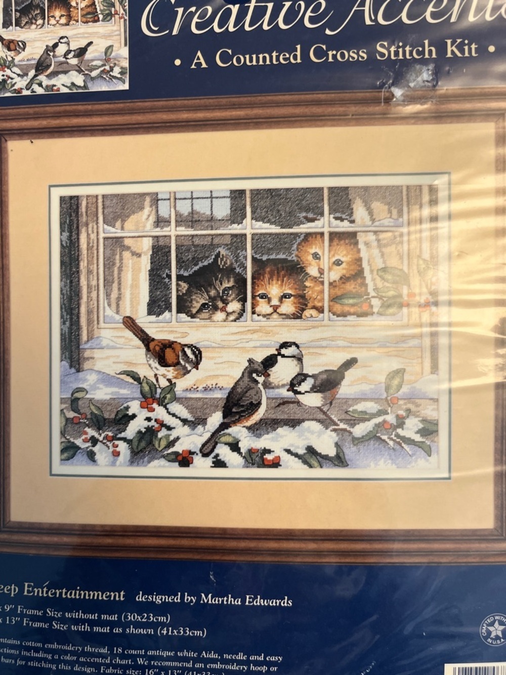 Creative Accents Counted Cross Stitch Kit 7881 Cats Birds New And Sealed - Picture 4 of 4